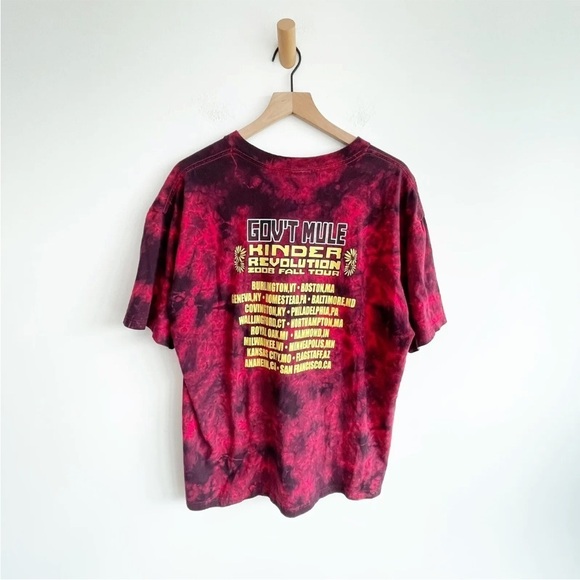 Gov't Mule Kinder Revolution 2008 Tour Red Tie Dye Men's T Shirt XL Anvil - Picture 3 of 6